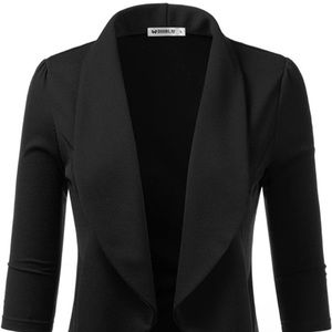 Doublju Womens Lightweight Thin 3/4 Sleeve Open Front Blazer Plus Size